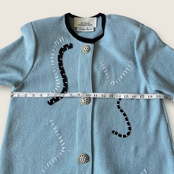 VTG 80s Steve Fabrikant Corky Sweater Shirtdress Dress Wool Blend Art Deco 6 - Picture 9 of 15